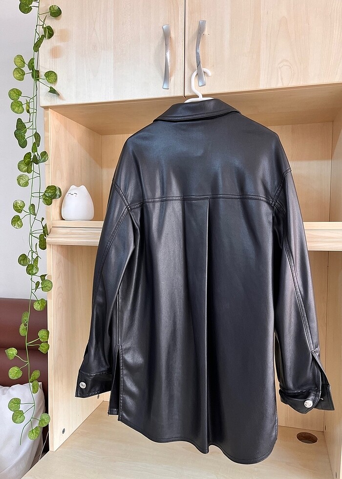 bershka deri gömlek ceket - Görsel 5