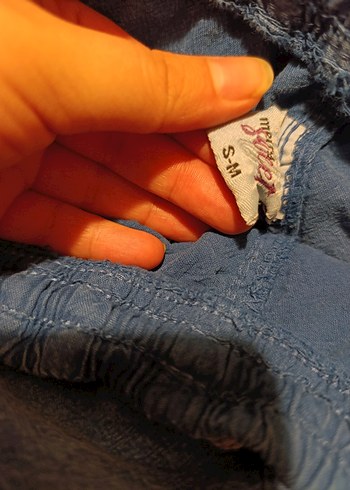 Kadın pamuklu keten karışımı şort - Görsel 3