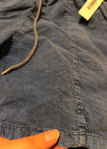 Kadın pamuklu keten karışımı şort - Görsel 4