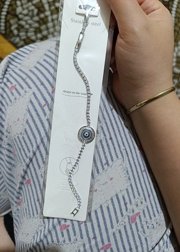 Taşlı Nazar Boncuklu Kadın Bileklik - Görsel 2