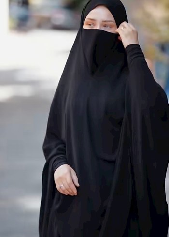 Siyah Uzun Kollu Kadın çarşaf - Görsel 5