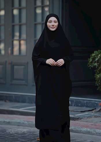 Siyah Uzun Kollu Kadın çarşaf - Görsel 2