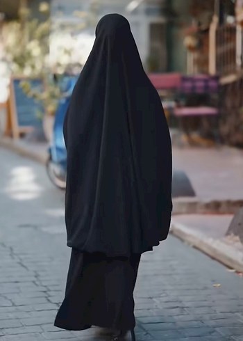 Siyah Uzun Kollu Kadın çarşaf - Görsel 4