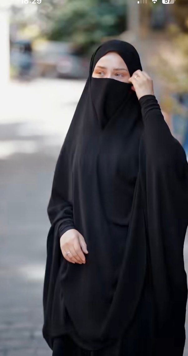 Siyah Uzun Kollu Kadın çarşaf - Görsel 5