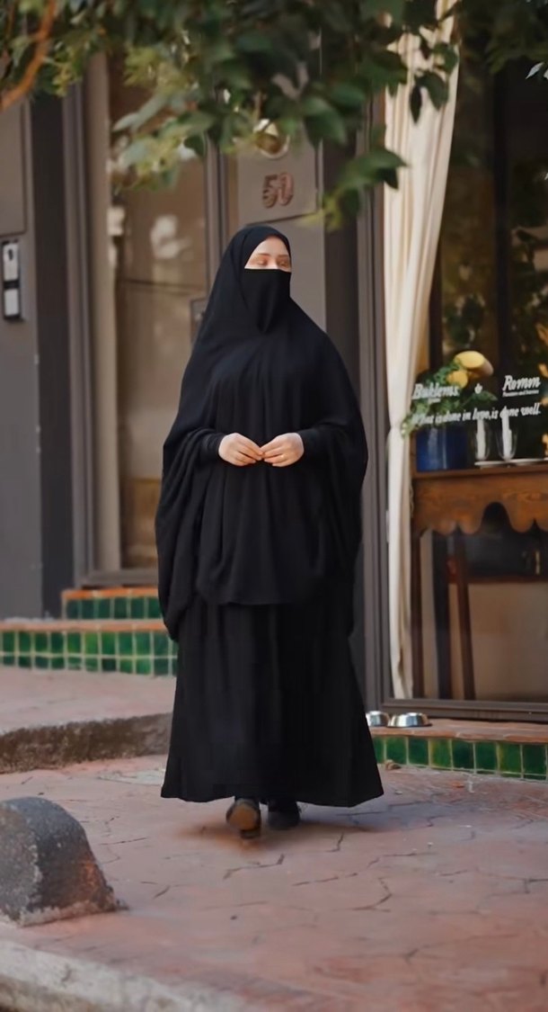 Siyah Uzun Kollu Kadın çarşaf - Görsel 3