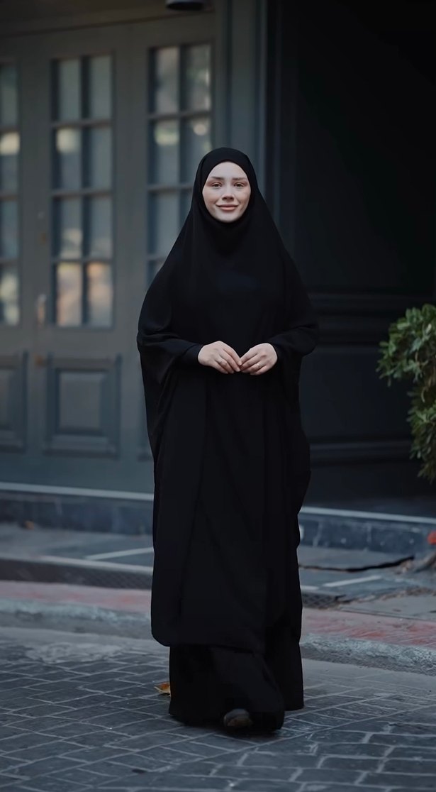 Siyah Uzun Kollu Kadın çarşaf - Görsel 2