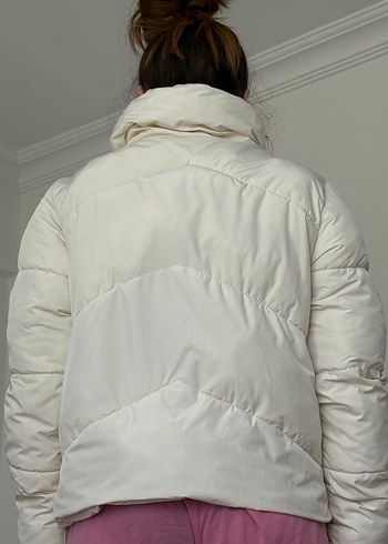 s Beden Beyaz Mini Kadın Mont, Sokak Stili