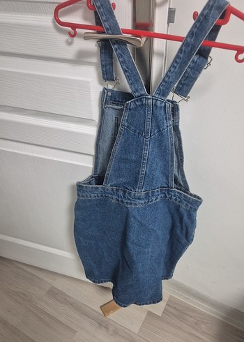 Kadın Mavi Kot Askılı Midi Salopet - Görsel 3