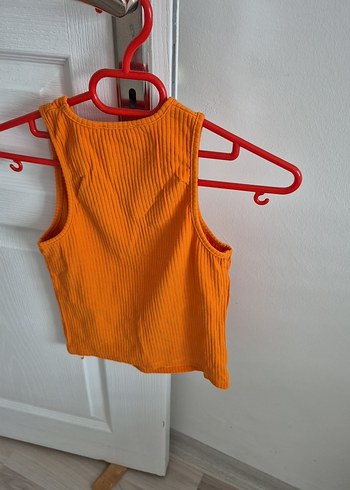 Turuncu fitilili Kolsuz Crop Top - Görsel 2