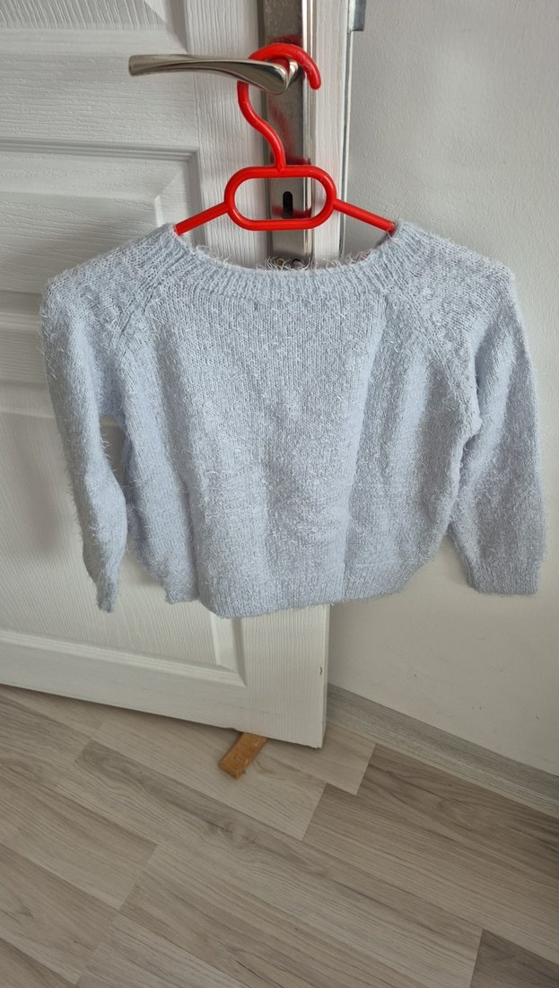 açık mavi tonları Nakışlı Kadın uzun kollu  Kazak - Görsel 2