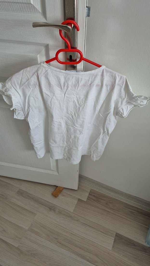 Beyaz Kısa Kollu Pamuklu Basic Tişört - Görsel 2