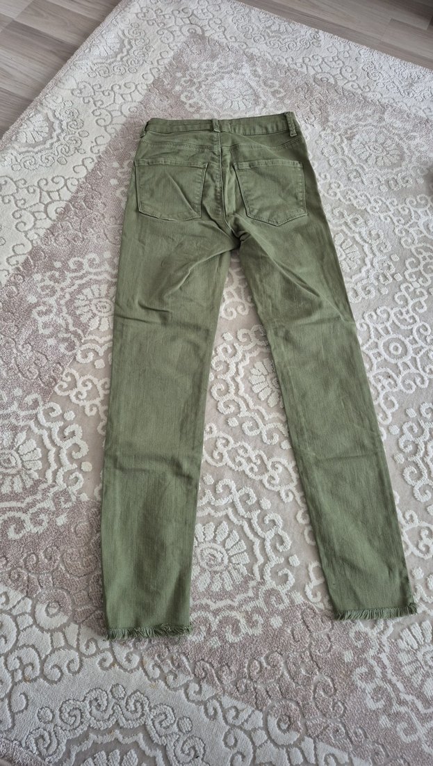 Yeşil Kadın Kot Pantolon Midi Boy - Görsel 2