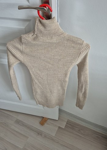 Bej Kadın Boğazlı Triko Kazak - Görsel 2