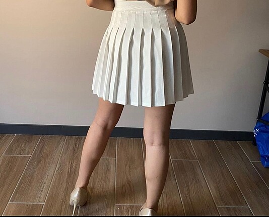 Pileli mini etek