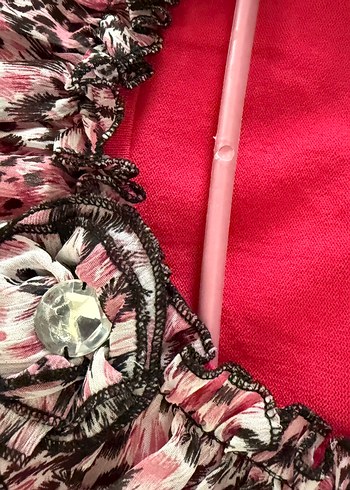 On Fashion On Marka,Fırfırlı Yakalı Pembe Kadın Kısa Kollu Merserize Bluz