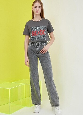 40 Beden gri Renk 90s wide leg jeans trendyol antrasit