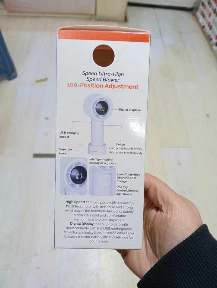 Dijital Ekranlı Beyaz El Fanı - Görsel 4