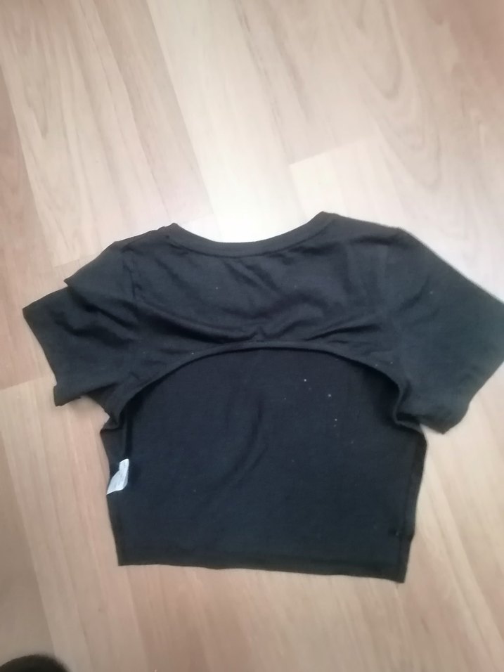 Addax Siyah Kısa Kollu Mini crop Tişört - Görsel 3