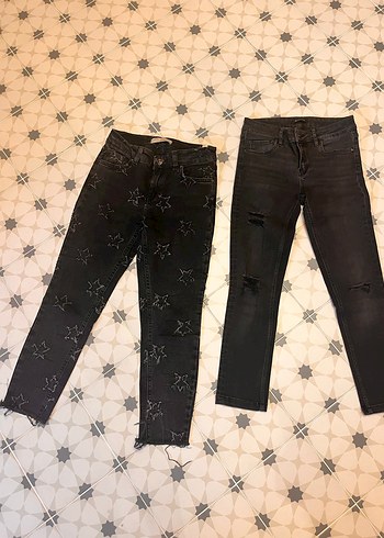 Gri Nakışlı ve skinny Massimo Dutti Kadın Jean Pantolon - Görsel 5