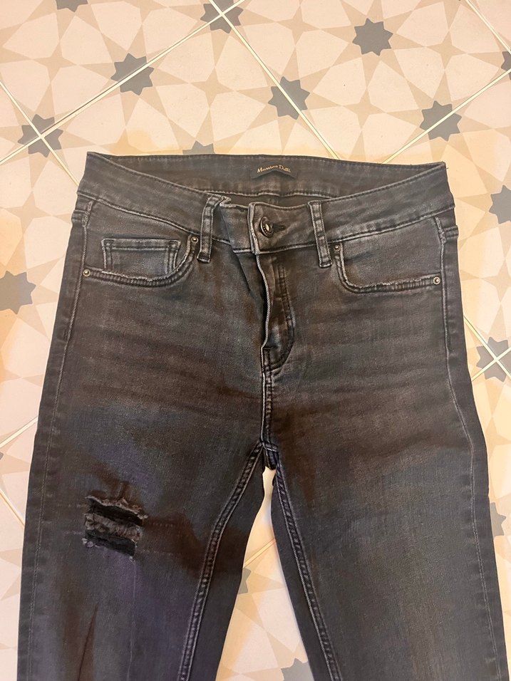 Gri Nakışlı ve skinny Massimo Dutti Kadın Jean Pantolon - Görsel 3