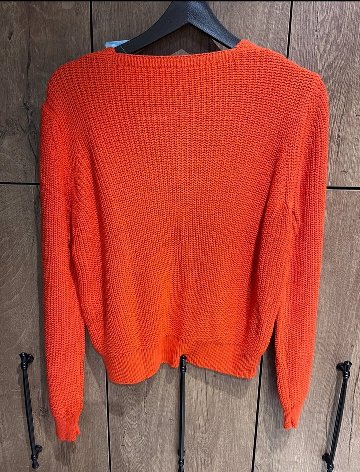 Taşlı  Kırmızı Örgü Kadın Hırka - Görsel 4