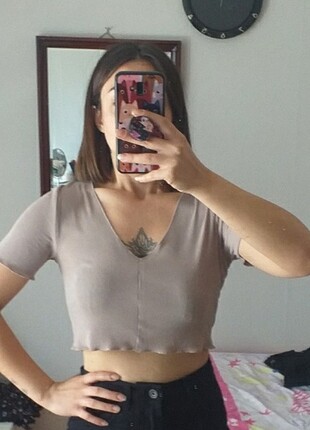 s Beden Crop kısa mini üst 
