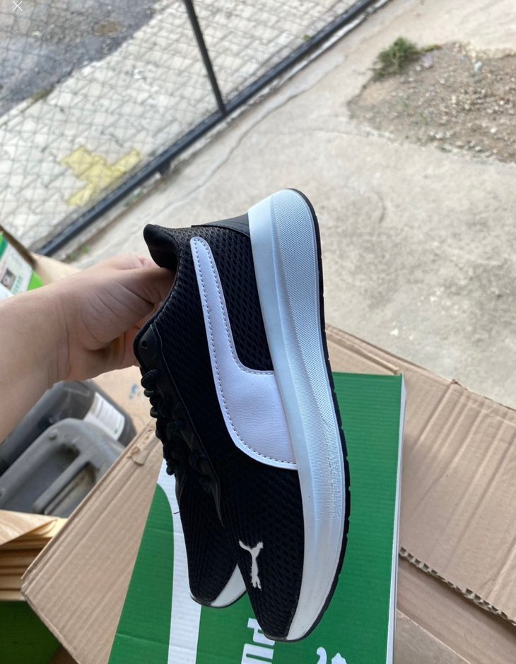 Siyah Beyaz Bağcıklı Spor Ayakkabı - Görsel 3