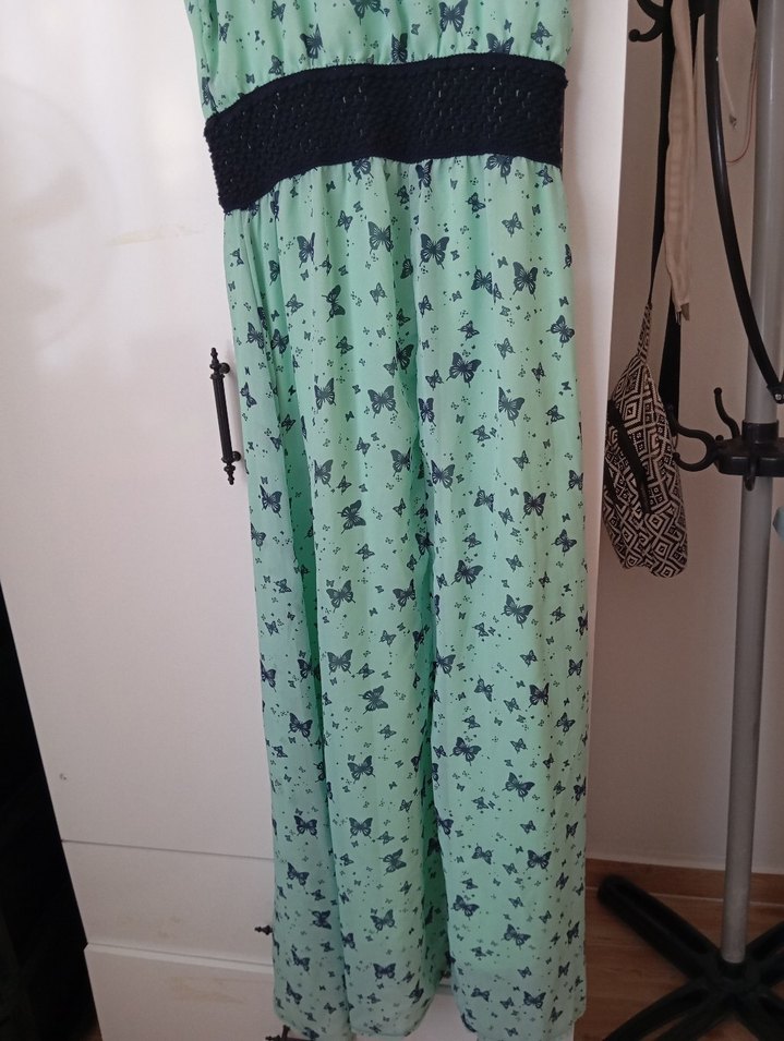 Yeşil Kelebek Desenli Hamile elbise - Görsel 2