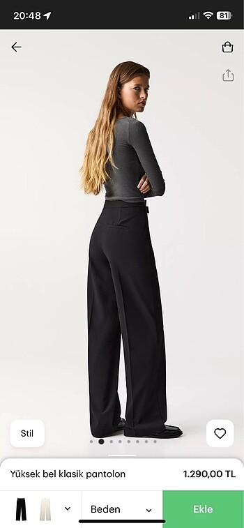 Stradivarius stradivarius yuksek bel pantolon