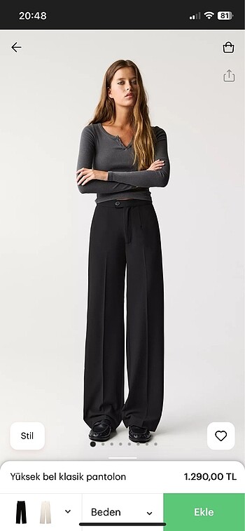 stradivarius yuksek bel pantolon