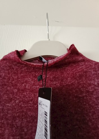 Bordo Yüksek Yakalı Fitilli Uzun Elbise - Görsel 2