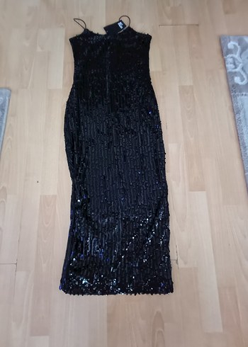 Siyah Yılan Desenli Uzun İnce Askılı Elbise - Görsel 5