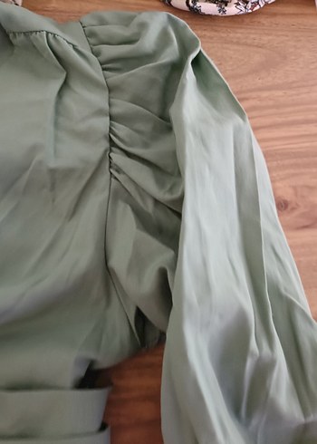 Kemerli V Yaka Keten Bluz - Görsel 5