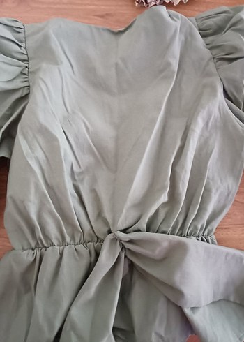 Kemerli V Yaka Keten Bluz - Görsel 7