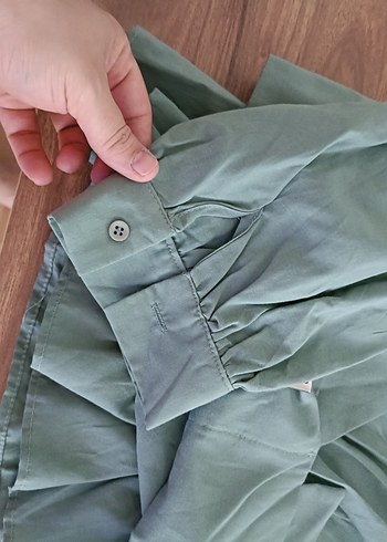 Kemerli V Yaka Keten Bluz - Görsel 3