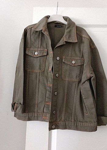 Düğmeli Kahverengi Denim Kadın Ceket - Görsel 2