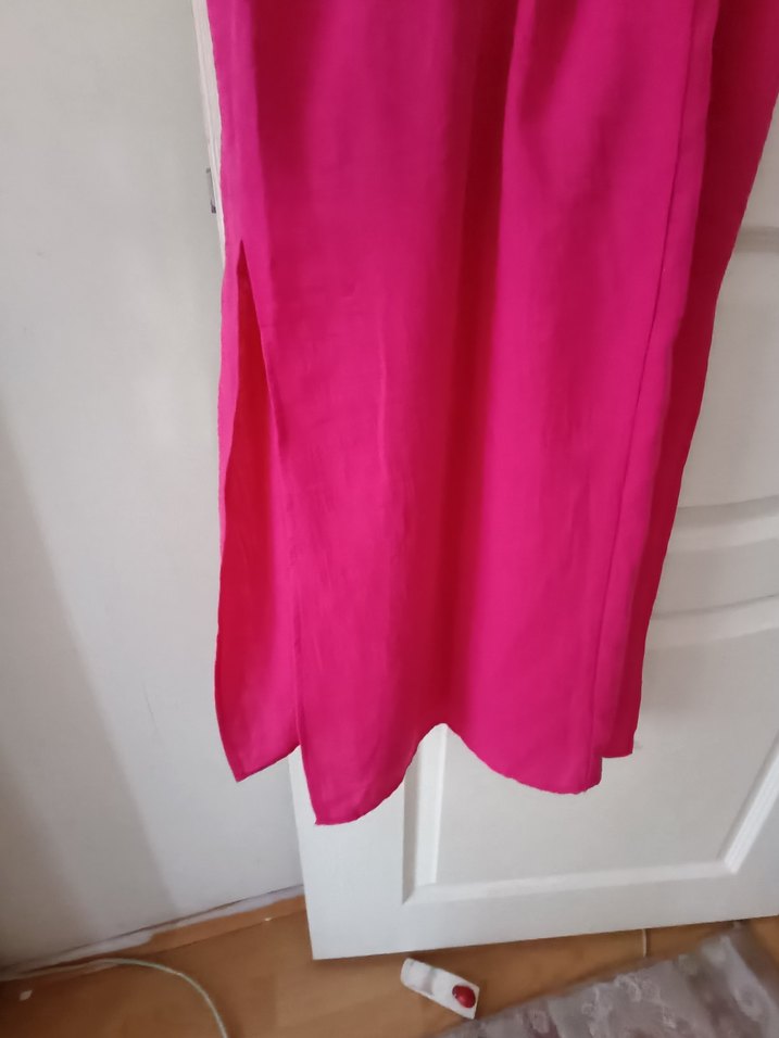 Pembe Nakışlı Bohem Uzun Elbise - Görsel 5