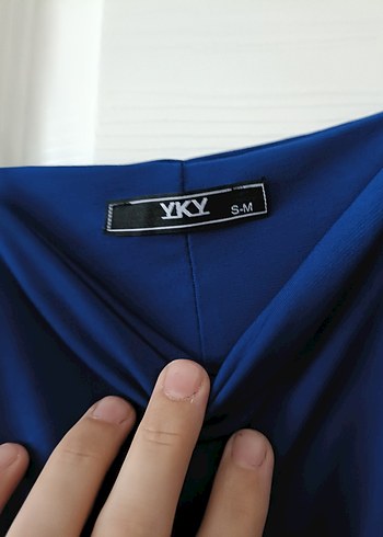 Sade Drapeli Lacivert Uzun Kadın Elbise - Görsel 3