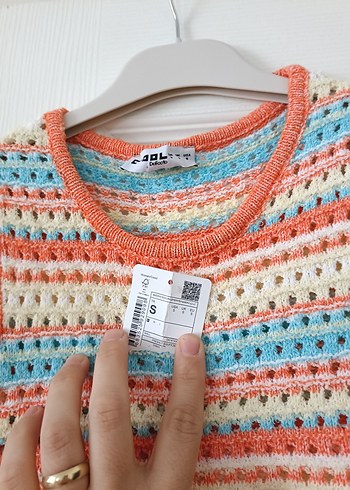 Çizgili Örgü Bohem Midi Elbise - Görsel 2