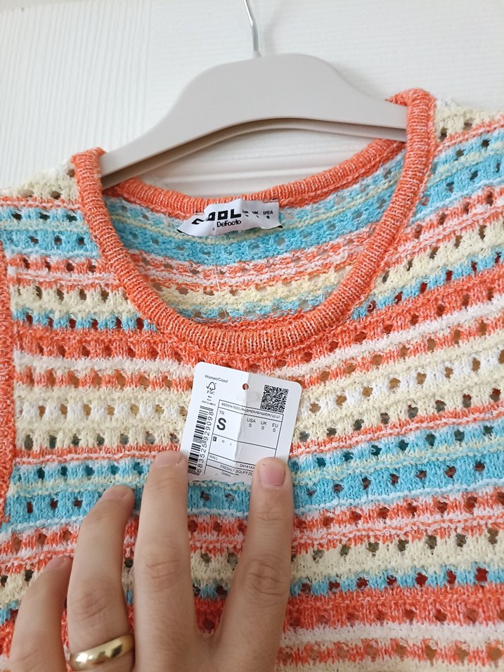 Çizgili Örgü Bohem Midi Elbise - Görsel 2