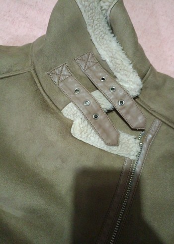 ZARA Kürklü Bej Süet KABAN - Görsel 4