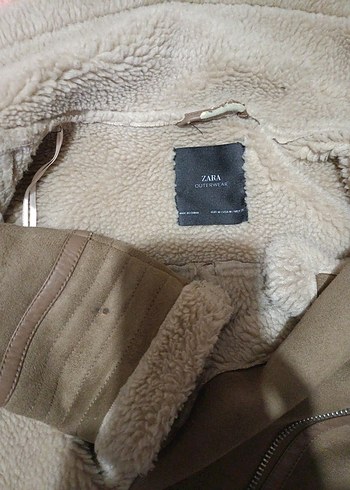 ZARA Kürklü Bej Süet KABAN - Görsel 8