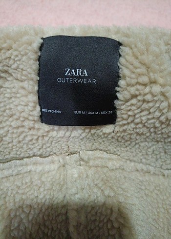 ZARA Kürklü Bej Süet KABAN - Görsel 6