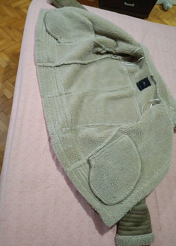 ZARA Kürklü Bej Süet KABAN - Görsel 7