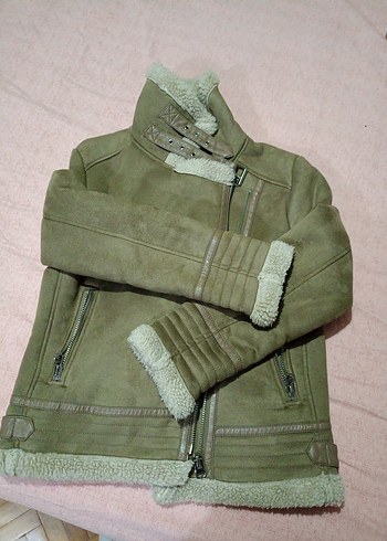 ZARA Kürklü Bej Süet KABAN - Görsel 2