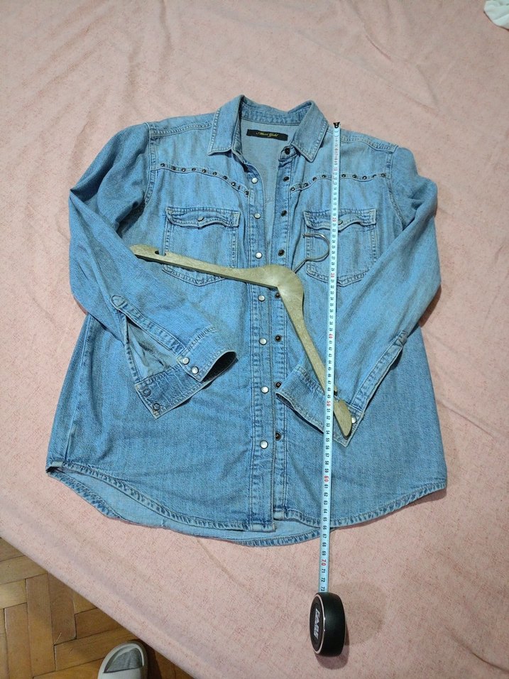 Düğmeli Mavi Denim Kadın Gömlek - Görsel 4