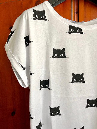 Kedi Baskılı Penye Tshirt 