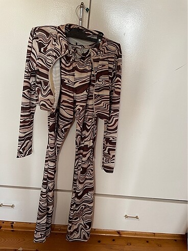 İspanyol taytlı takım kahverengi zebra