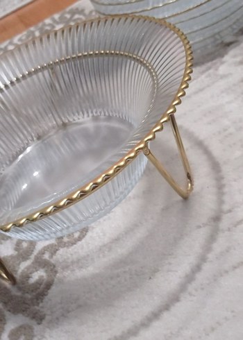 Altın varaklı gri cam tabak seti - Görsel 2