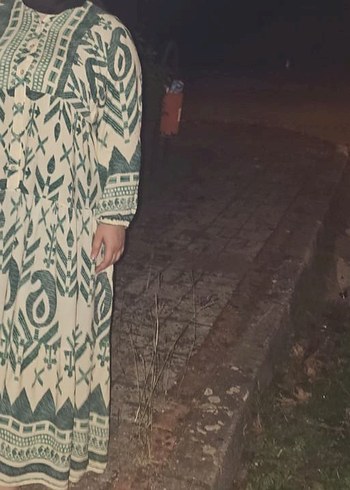 Nakışlı Yeşil Bohem Uzun Elbise - Görsel 2